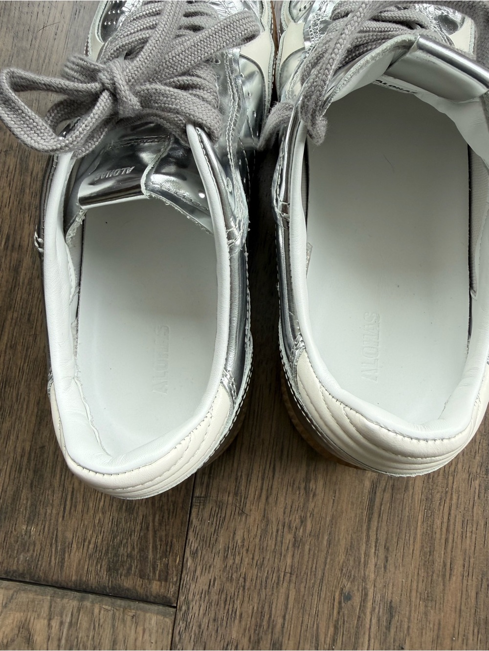 ALOHAS Silver Metallic Sneakers with Gray Laces - Picture 4 of 5